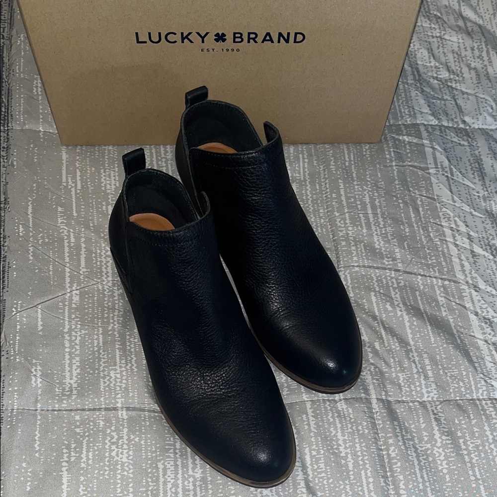 Lucky Brand Black Leather Ankle Boots